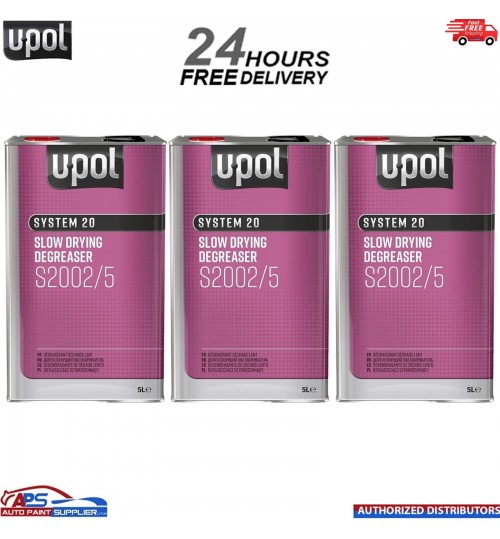 3 X U-POL SYSTEM 20 S2002 SLOW PANELWIPE DEGREASER 5L Panel wipe Upol